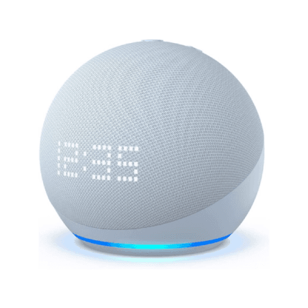 Amazon Echo Dot 5th Generation with Clock Glacier White