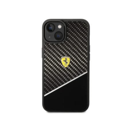 Ferrari Bimaterial Carbon Case & Polycarbonate & Silver Stripe iPhone 14 Compatibility