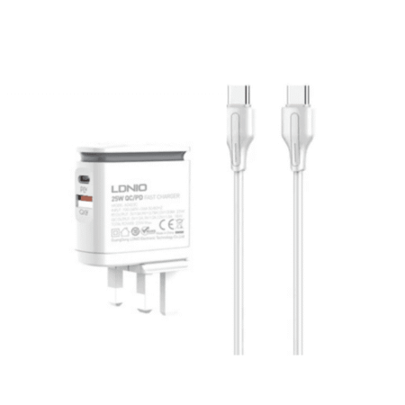 LDNIO A2423C PD+QC 3.0 Changeable Plug Charger + Type C-C Cable