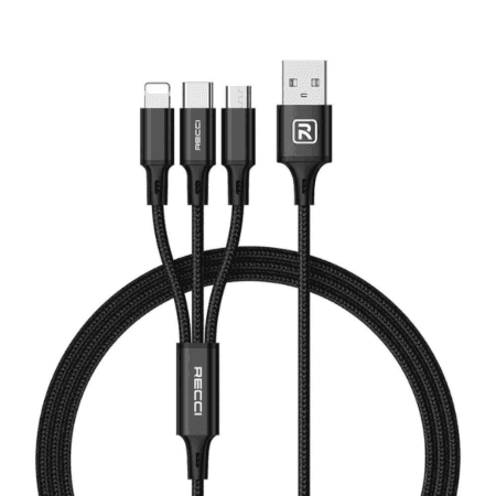 Recci RCS-D120 Fast Wind Series 3 In 1 USB-A To Lightning – Type-C – Micro Charging Data Cable 1.2M