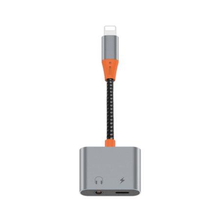 Wiwu LT07 Lightning To Lightning And 3.5mm Audio Adapter - Gray
