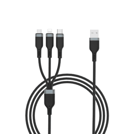 Wiwu WI-C014 USB A- Type-C/Micro USB/Lightning Cable 3.1A 1.2m - Black